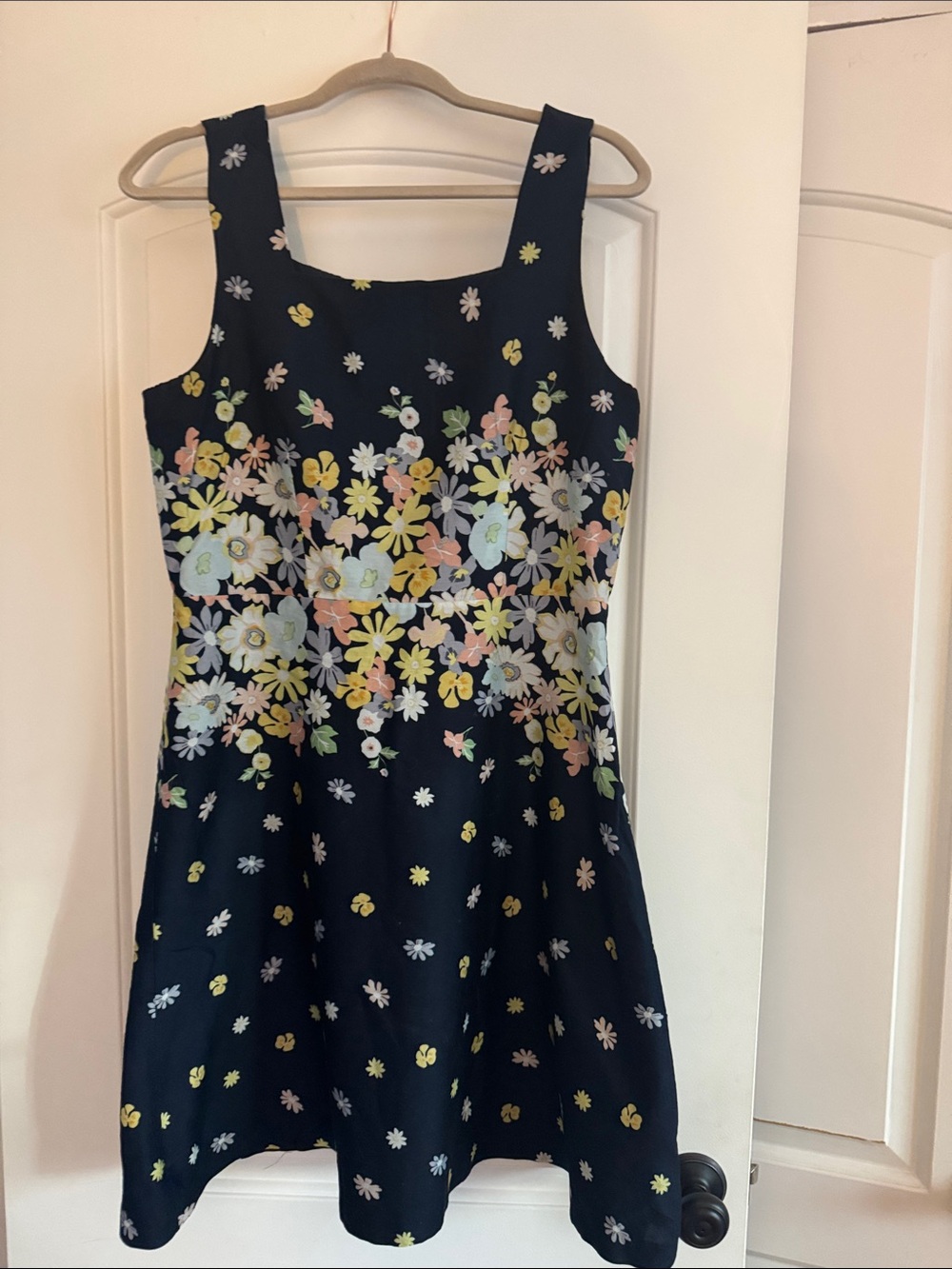 LOFT Navy Floral Fit & Flare Sundress